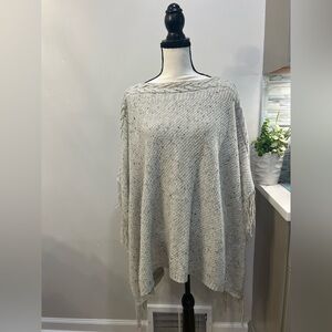 Lauren Ralph Lauren Light Gray Poncho Sweater wool blend  OS
